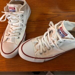 Converse Women’s White and Red High-Top Sneakers